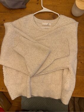 Altar'd State Cream Ribbed Crewneck Sweater